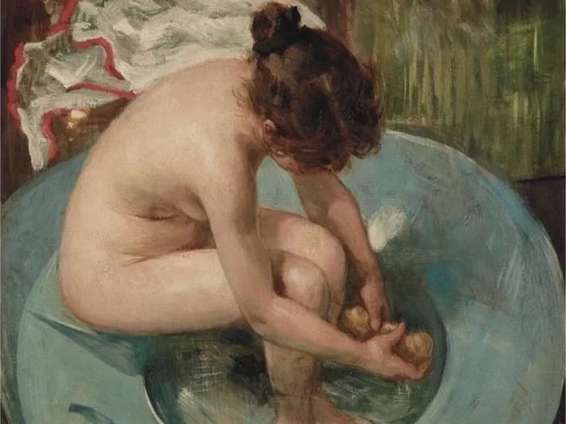 1852-		James Carroll Beckwith - Giovane donna che fa il bagno